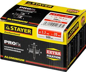 STAYER Pro-FIX, 3.2 х 20 мм, 500 шт, алюминиевые заклепки, Professional (31205-32-20)