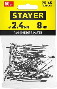 STAYER Pro-FIX, 2.4 х 8 мм, 50 шт, алюминиевые заклепки, Professional (3120-24-08)